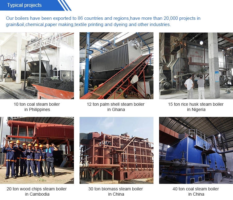 Industrial Water Tube 1 2 3 4 5 6 8 10 12 15 20 25 30 35 40 50 60 Ton Coal Biomass Wood Pellet Chip Palm Oil Shell Sugarcane Bagasse Sawdust Fired Steam Boiler